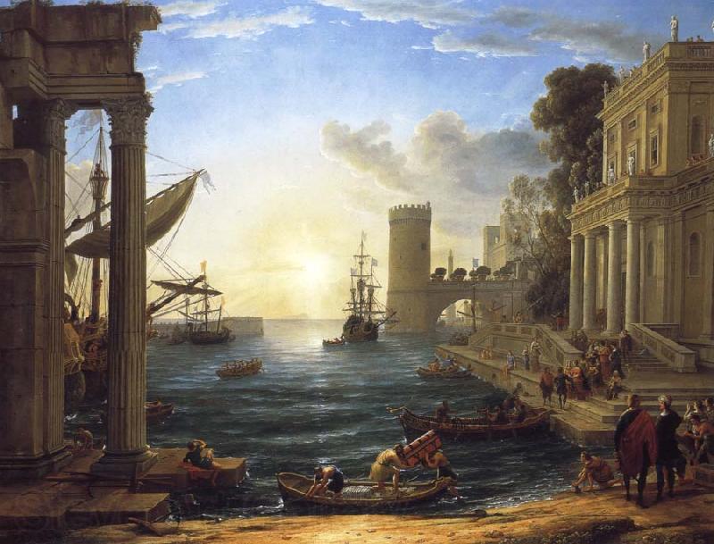 Claude Lorrain Seaport with the Embarkation of the Queen of Sheba Norge oil painting art